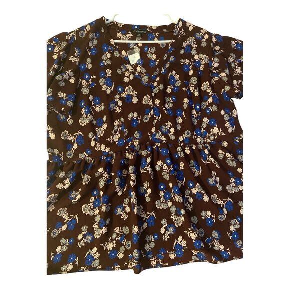 Lane Bryant Plus Size 18 Top blouse Floral‎ Short Sleeve - Picture 6 of 8